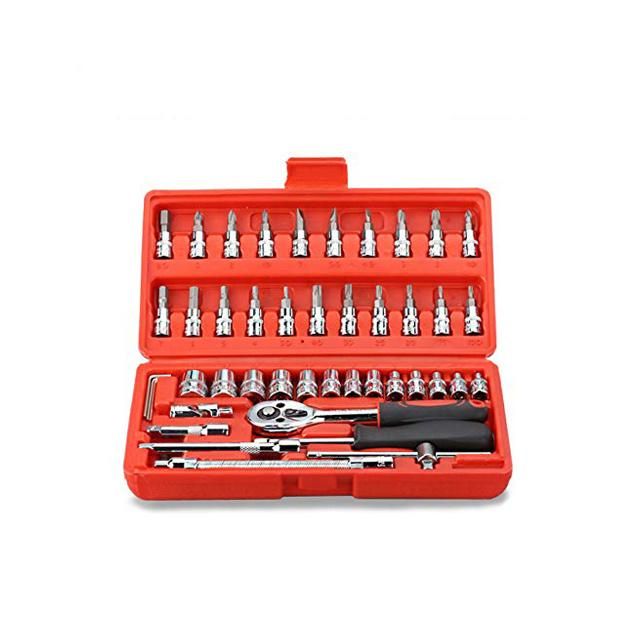 46 Piece 1/4" Metric Bit and Socket Set Hand Tool