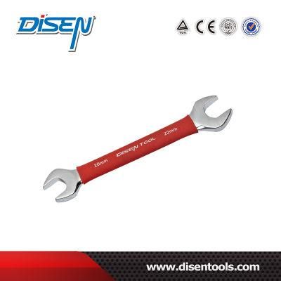 Double Open End Wrench Mirror Polished with Rubber Handle