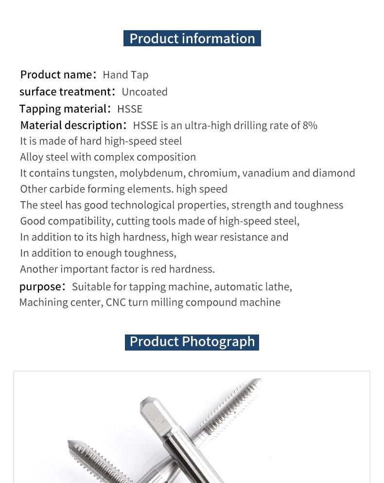 Unc3/8-16 Hsse-M35 Straight Groove Taps Unc 1-64 2-56 3-48 4-40 5-40 6-32 8-32 10-24 12-24 1/4 5/16 3/8 7/16 1/2 9/16 5/8 3/4 Thread Screw Hand Tap