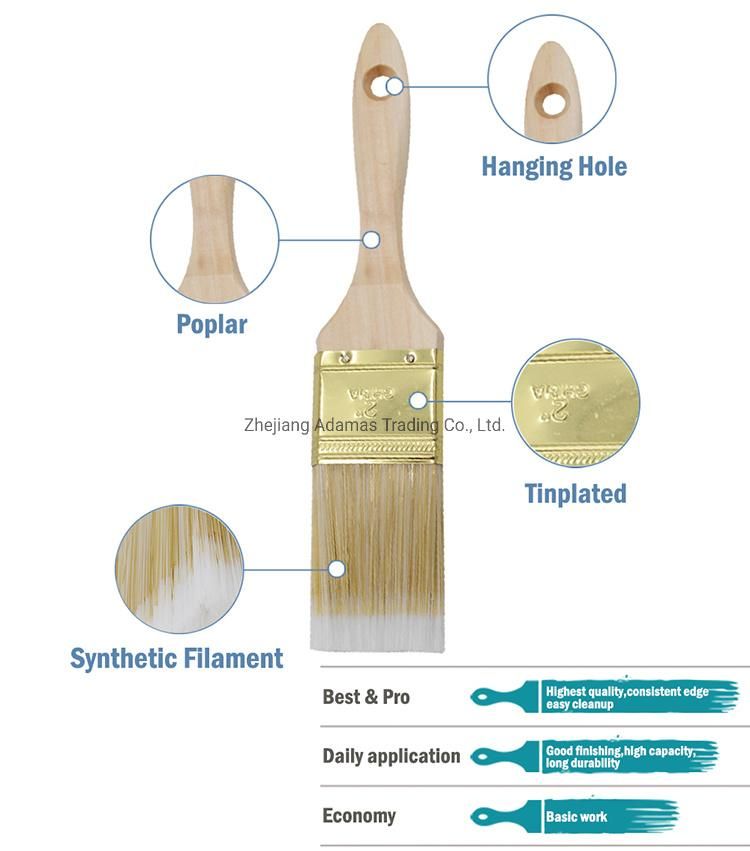 Synthetic Filament Paint Brush with Wooden Handle 34334 Tool