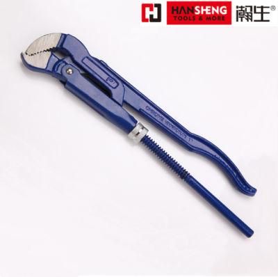 Made of Carbon Steel or Cr-V, Dipped Handle, S Type Bent Nose Pipe Wrench