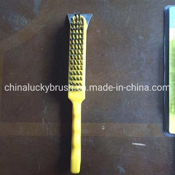 4 Piece Yellow Plastic Handle Steel Wire Set Brush (YY-520)