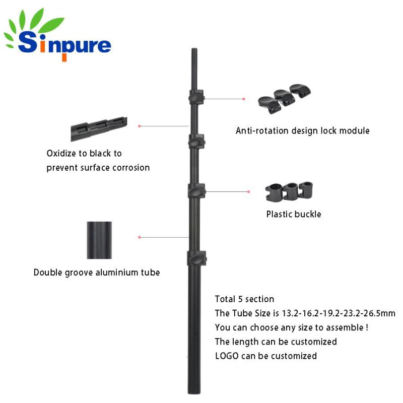 Customized Light Weight Black Aluminum Telescopic Camera Tripod with Flip Lock