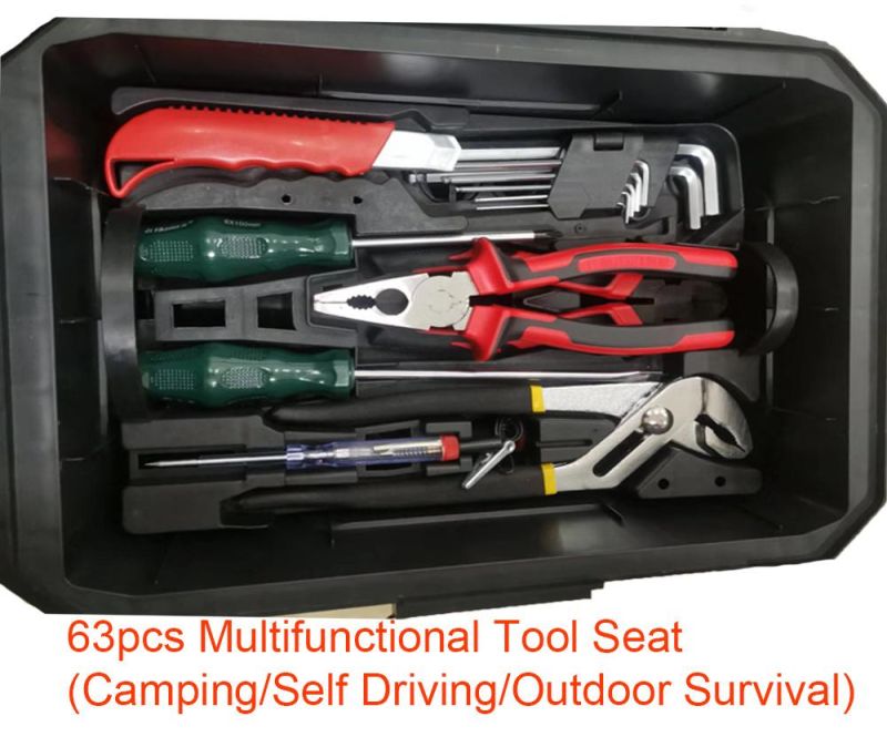 63PCS Multifunctional Tool Set Seat (Camping/Self driving/ Outdoor Survival/Home)
