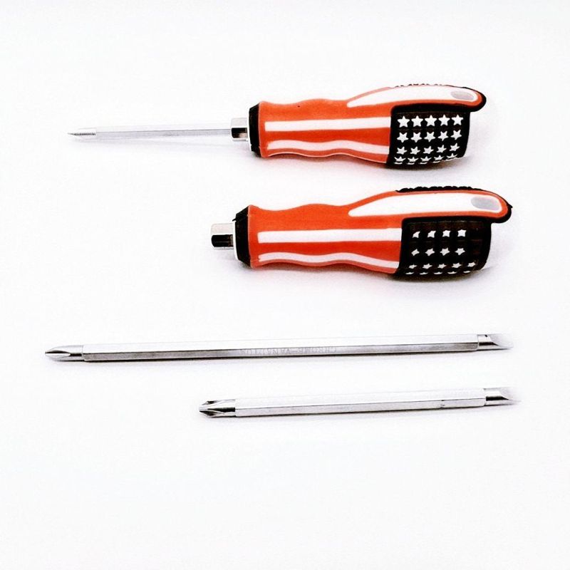 American Flag Handle Screw Driver Dual Use & Single Use Magnetic Head Slotted Phillips Screwdriver