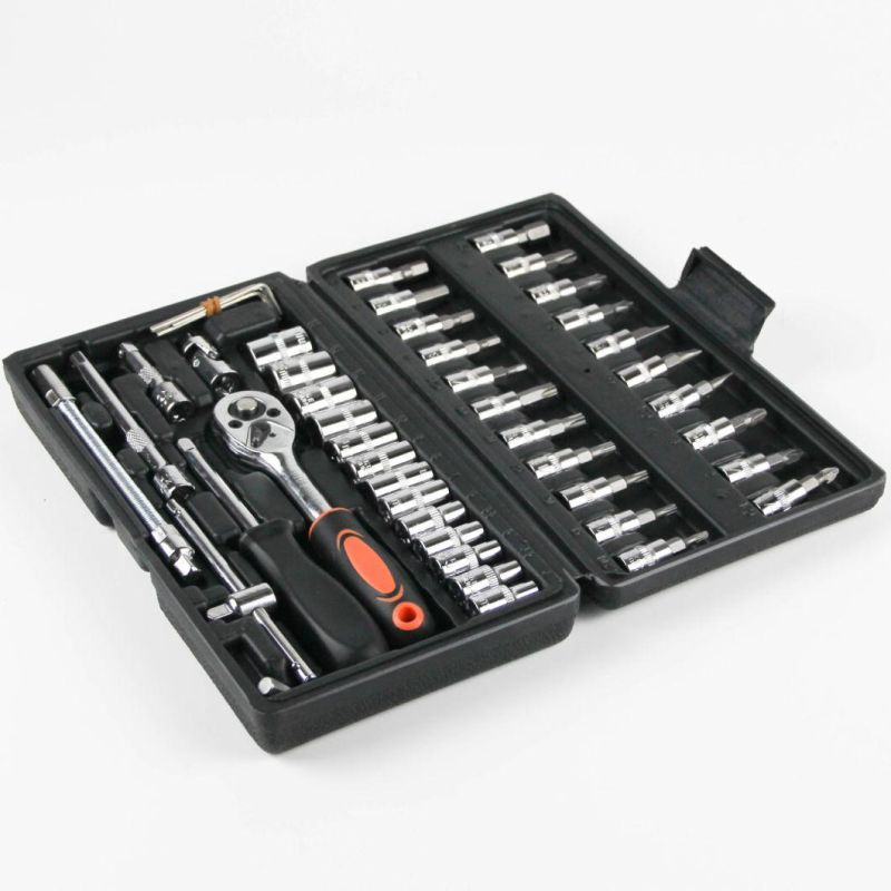 46PCS Adjustable Hand Tool Socket Set Ratchet Wrench