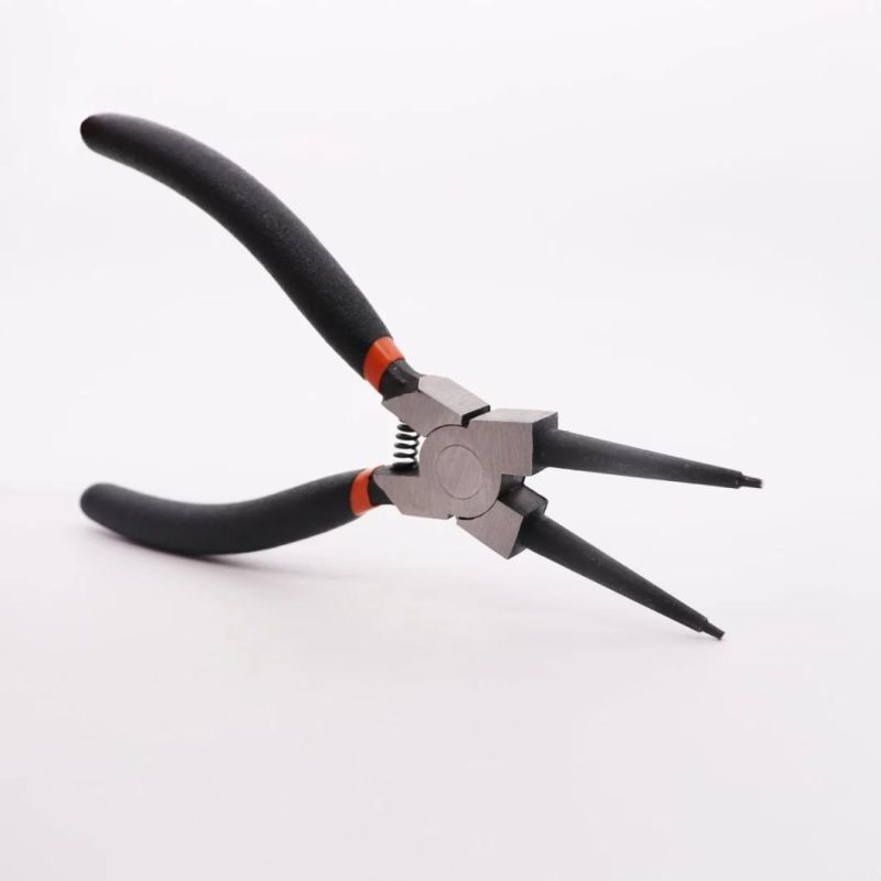 Screw-Thread Steel 180mm Sharp-Nose Pliers with Black PVC Handle