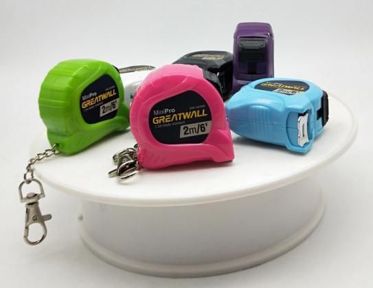 Mini 2m*16mm Gift Tapes Transparent ABS Case Tape Measure with Keychain Customized Measure Tape
