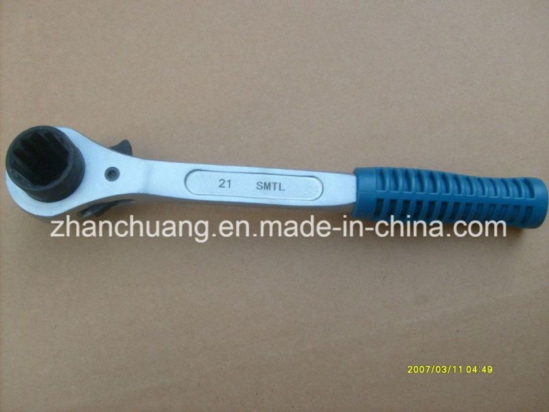 Plastic Handle Chrome Plated CRV Socket Ratchet Wrench