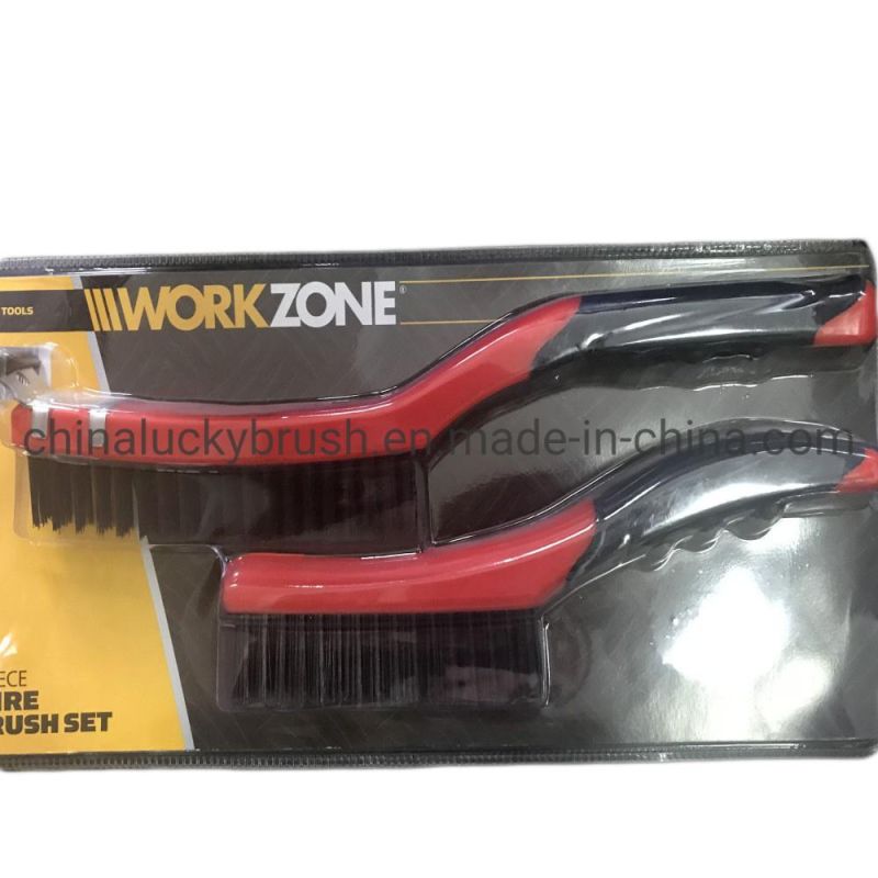 Double Colour Plastic Handle Steel Wire Set Brush/Industrial Brush Wire Brush Handle Tool Brush (YY-513)