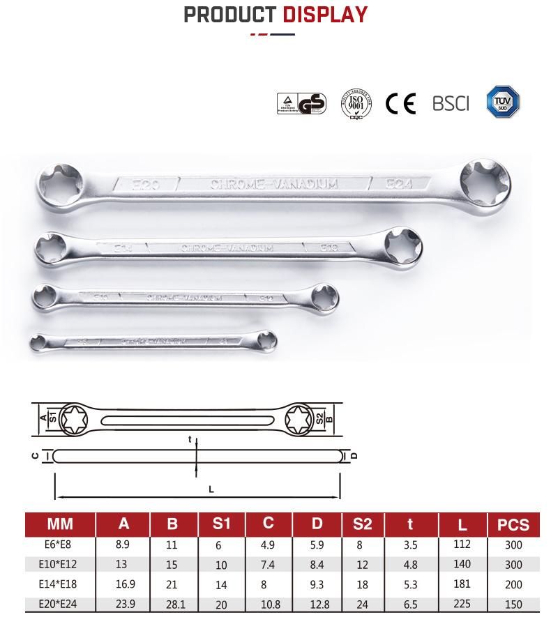 4 PC Sliding Card Packing E Torx Star Wrench Set