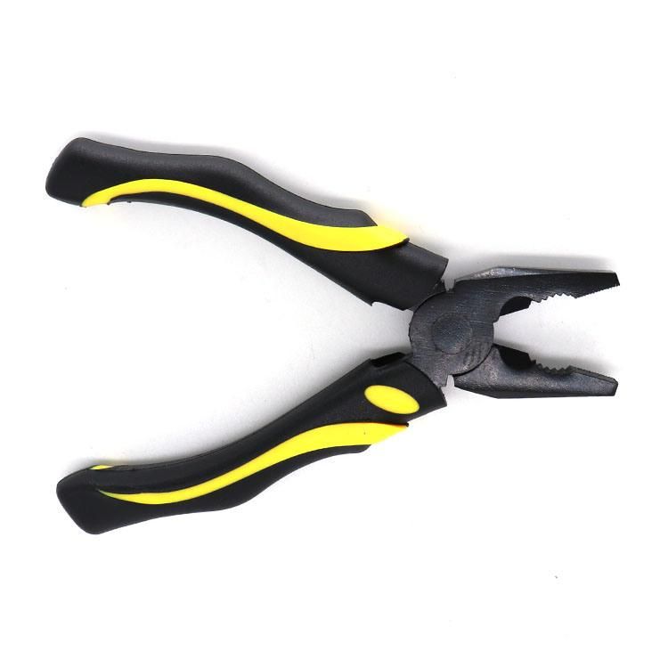 Professional Screw-Thread Steel TPR Handle Black Pliers