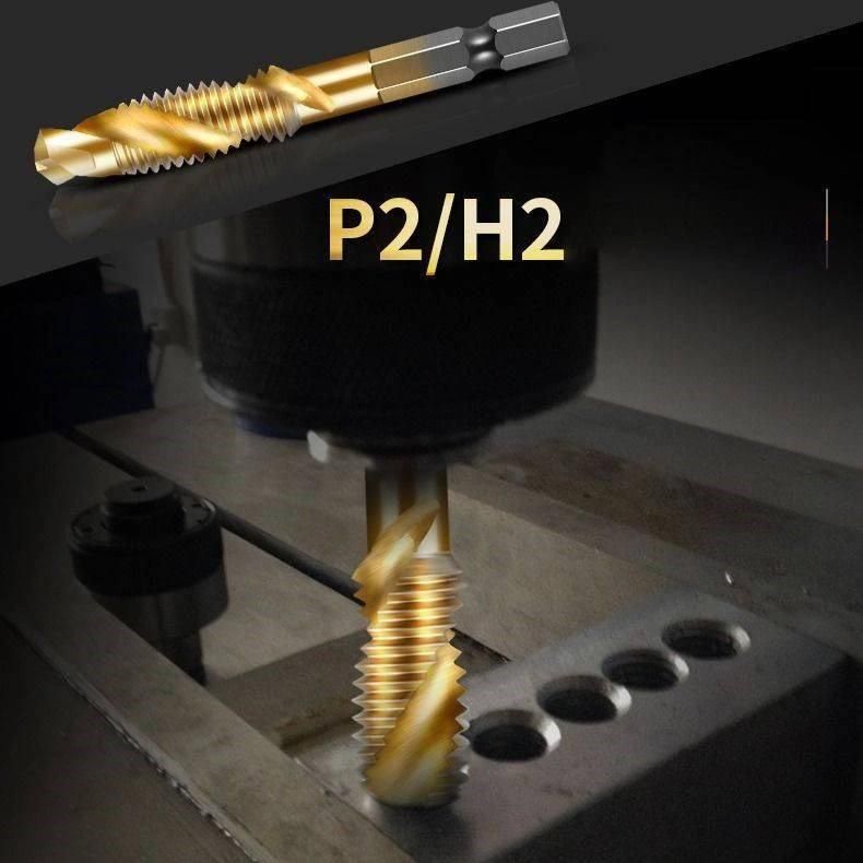 HSS Machine Taps Titanium-Plated Three-in-One Cutting Tools Drilling and Chamfering M10*1.5