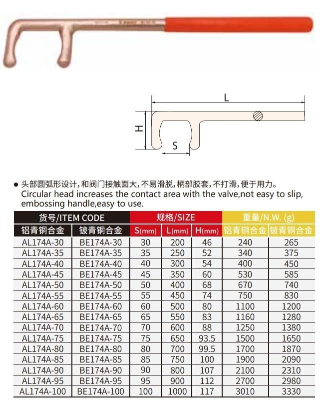 Wedo Beryllium Copper Non-Sparking F-Type Valve Handle