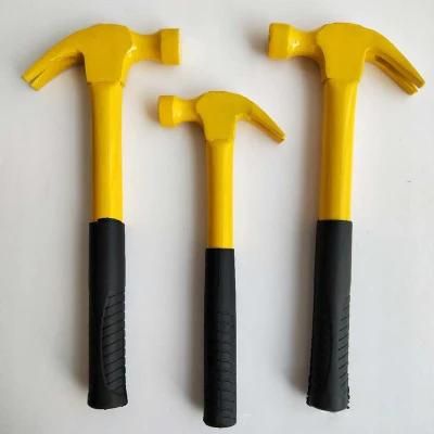 Knocking Carbon Steel Steel Pipe Handle Claw Hammer with Non-Slip Plastic Coated Handle