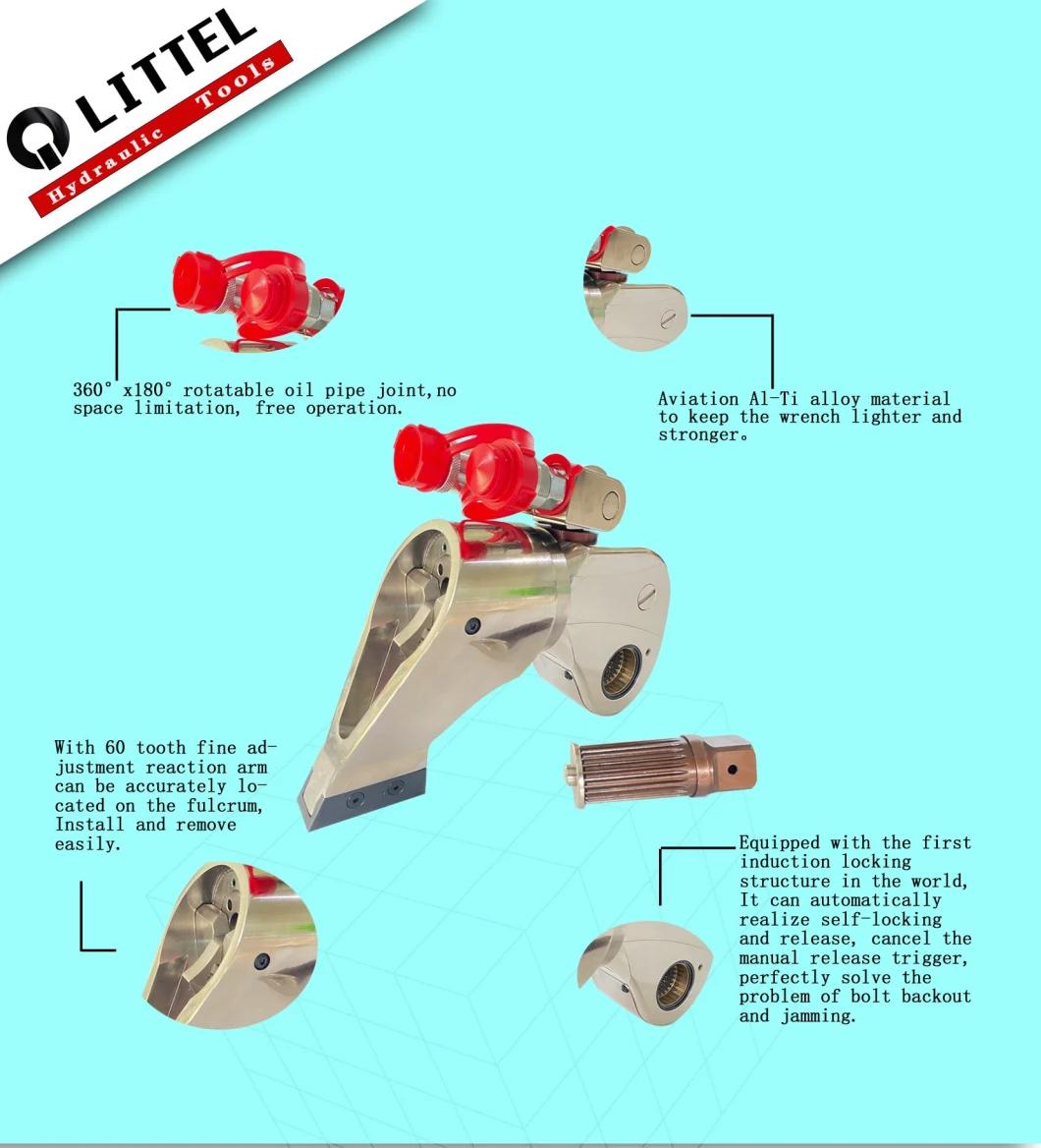 45mxtl Never Stuck Al-Ti Alloy Drive Hydraulic Torque Wrench with 360 Degree Reaction Arm and 140000nm Torque Value
