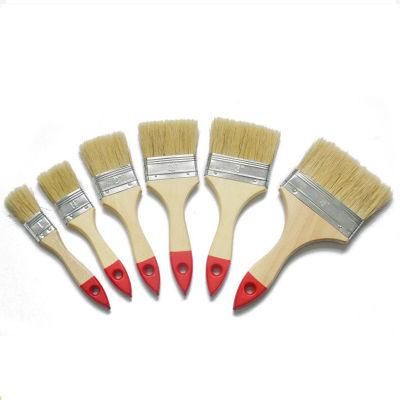 Wooden Handle with Color Tip Flat Brush Chip (GMPB001)