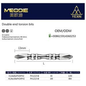 Double End Torsion Bit for Industry S2/Cr-V