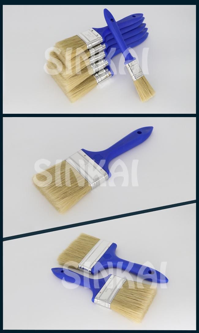 Wood Paint Brush, Synthetic Paint Brush, Flat Brush with Long Wooden Handle