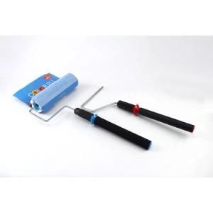 New White Polyester Fiber Roller Black Plastic Handle Paint Roller Brush Set