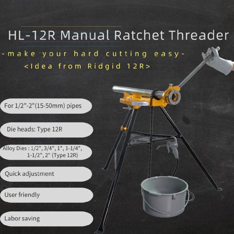 1/2 to 2 Inch Ratcheting Pipe Threader Set with Carrying Case 12r Die Head (HL-12R)