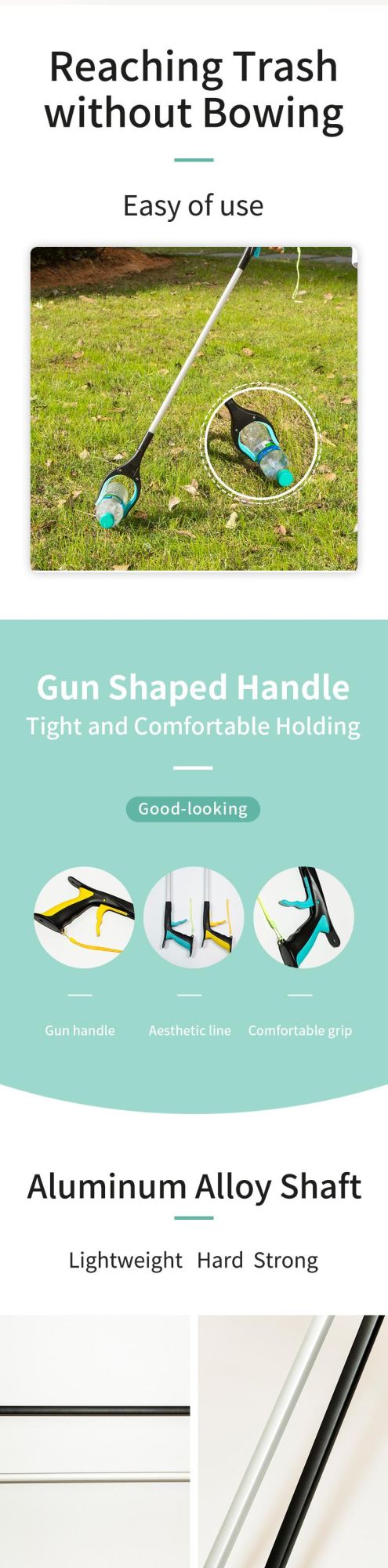 Portable Arm Extending Extra Long Shaft Reacher Grabber