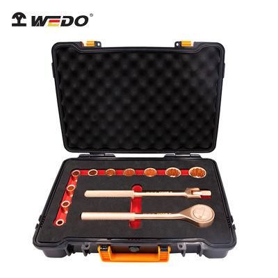 Wedo 13PCS Non-Sparking Beryllium Copper 1/2&quot;Socket Set Spark-Free Safety Socket Tools Case