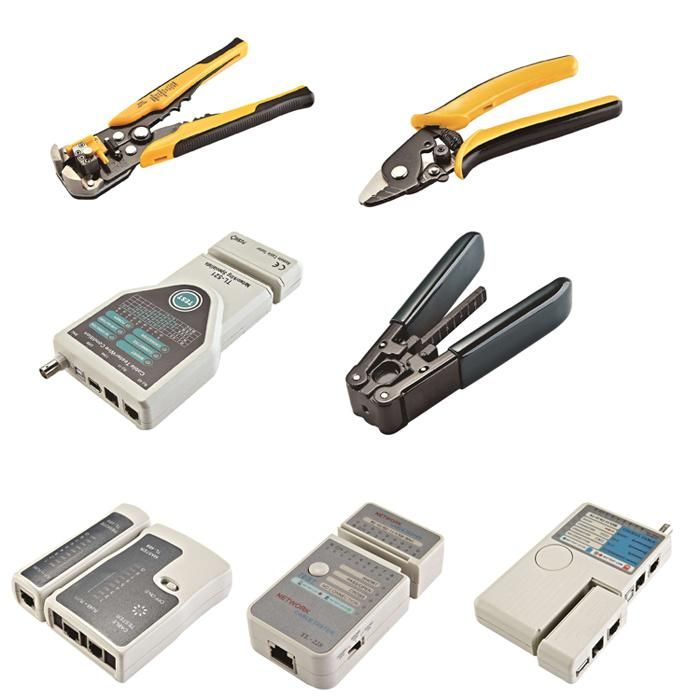 Economy Modular Crimping Tool to Crimp All Modular Connectors All-in-One Ratcheting Modular Data Cable Crimper Wire Stripper Cutter for RJ45, Cat5e
