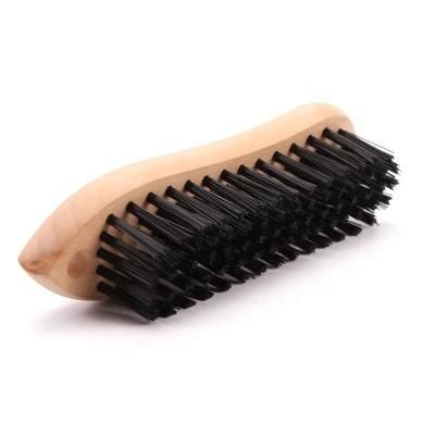 Black Nylon Wire Brush with Wooden Handle