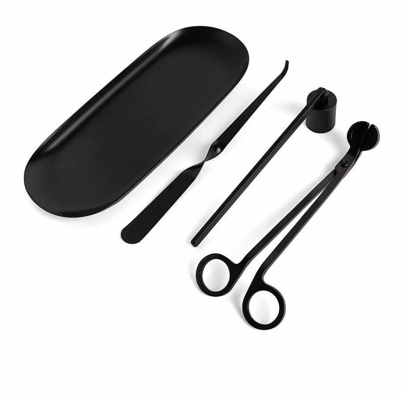 Matte Black Wholesale Candle Wick Candle Scissors Snuffer Wick Trimmer Dipper Candle Accessory Set Tools