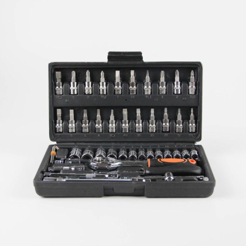 46PCS Adjustable Hand Tool Socket Set Ratchet Wrench