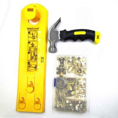 Picture Hanging Tool Picture Frame Metal Hardware Hanging Kit with Level Hammer