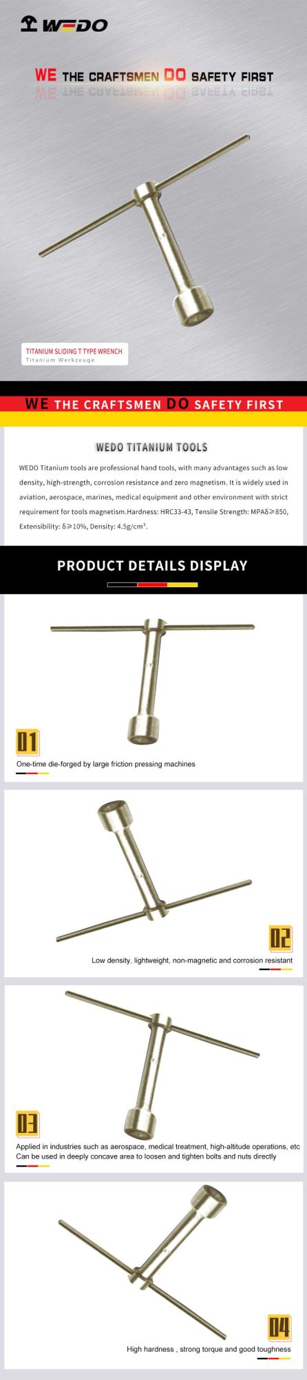 Wedo Best Selling Titanium Sliding T Type Wrench