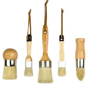 100% Natural Bristles Wood Handle Wax Brush Set