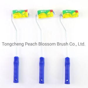 Yellow and Blue Stripes Polyester Fiber Roller Blue Plastic Handle Paint Roller Brush