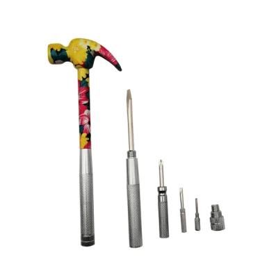 Floral Printing Hand Tool 6 in 1 Hammer with Screwdriver