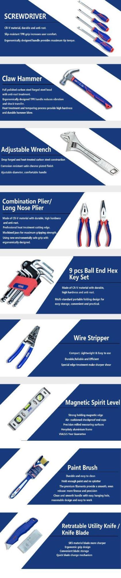Sali 200PCS Professional Quality Hand Tool Set