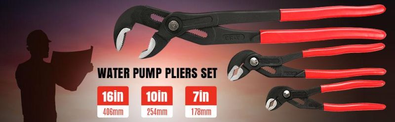 Water Pump Pliers Set. Plumbing Pliers 3 Pieces Kitbag Set. 7-Inch, 10-Inch and 16-Inch Push Button Quick Adjust Tongue and Groove Pliers Set