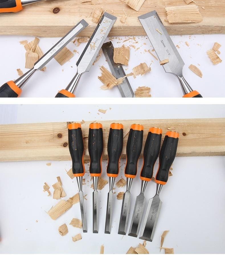 4PCS Hand Tools Wood Carving Chisels Wood Flat Chisels Set in Blister Card (SED-FC-S4)