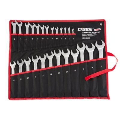 Good Quality CRV Chrome Combination Wrench Set with Tool Roll