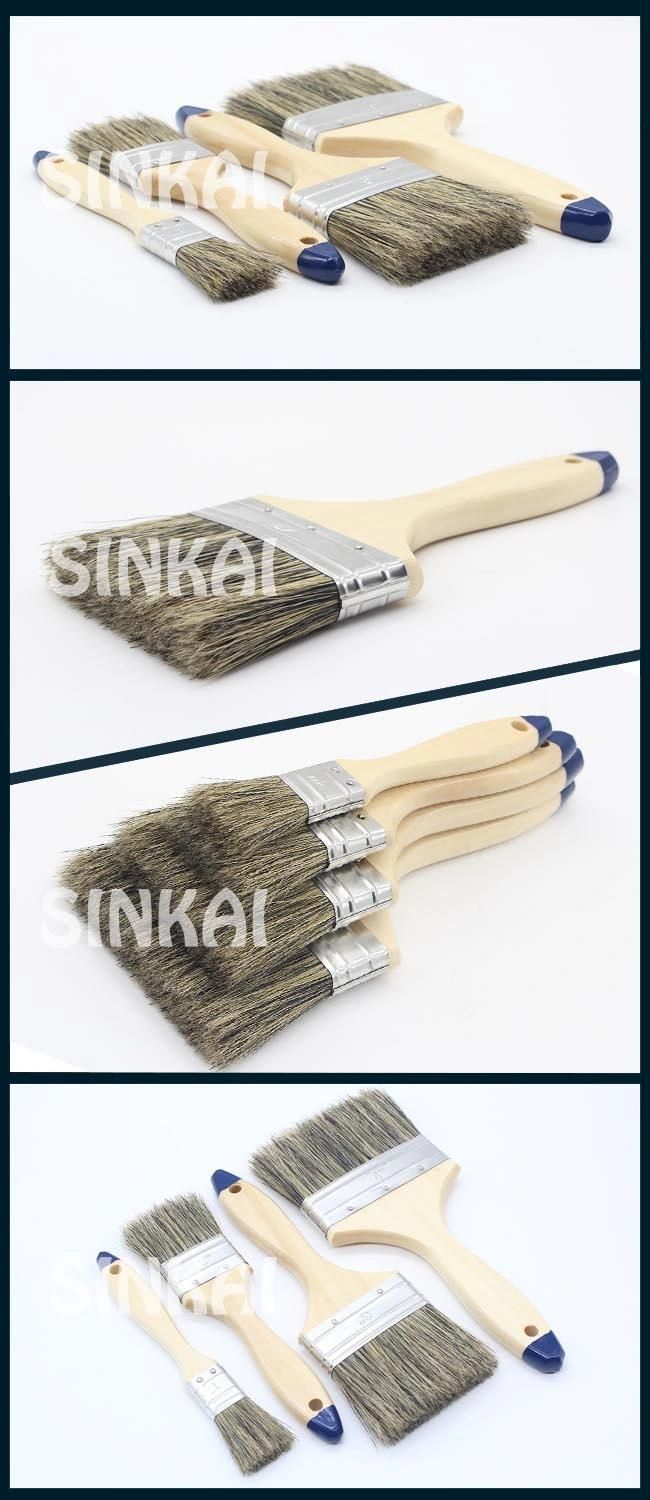 Poplar Wooden Handle with White&Black Bristle Paint Brush for Chile Market
