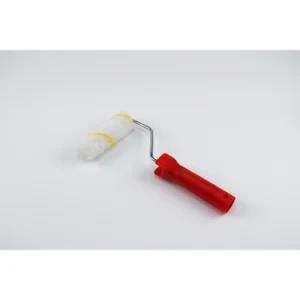 2020 New Yellow and White Stripes Roller Red Plastic Handle Paint Roller Brush for Decoration