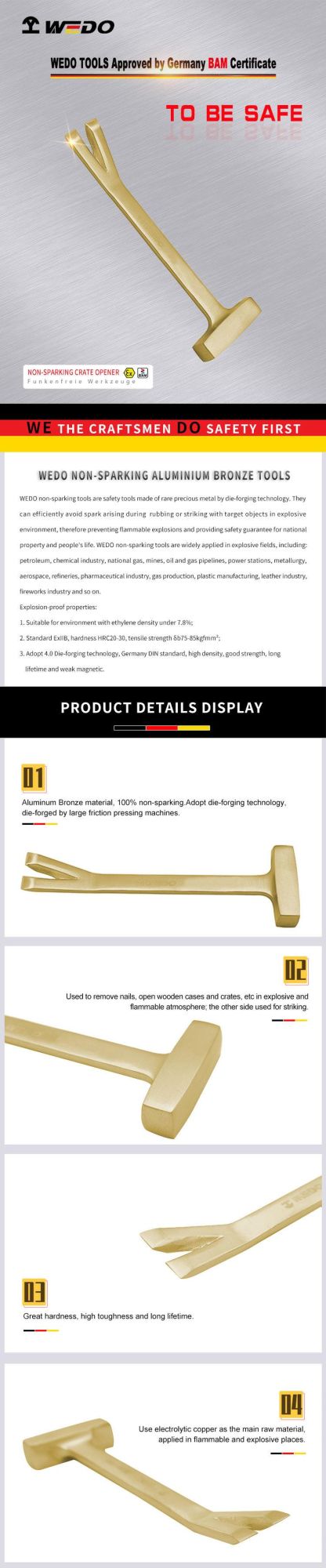 Wedo Aluminium Bronze Alloy Non Sparking Crate Opener