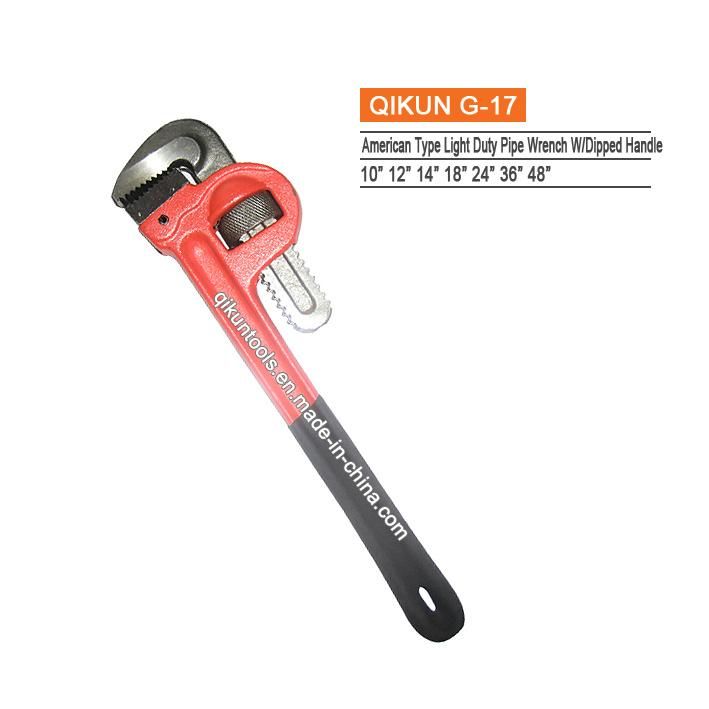 G-07 Construction Hardware Hand Tools Rubber Dipped Offset Type Pipe Wrench