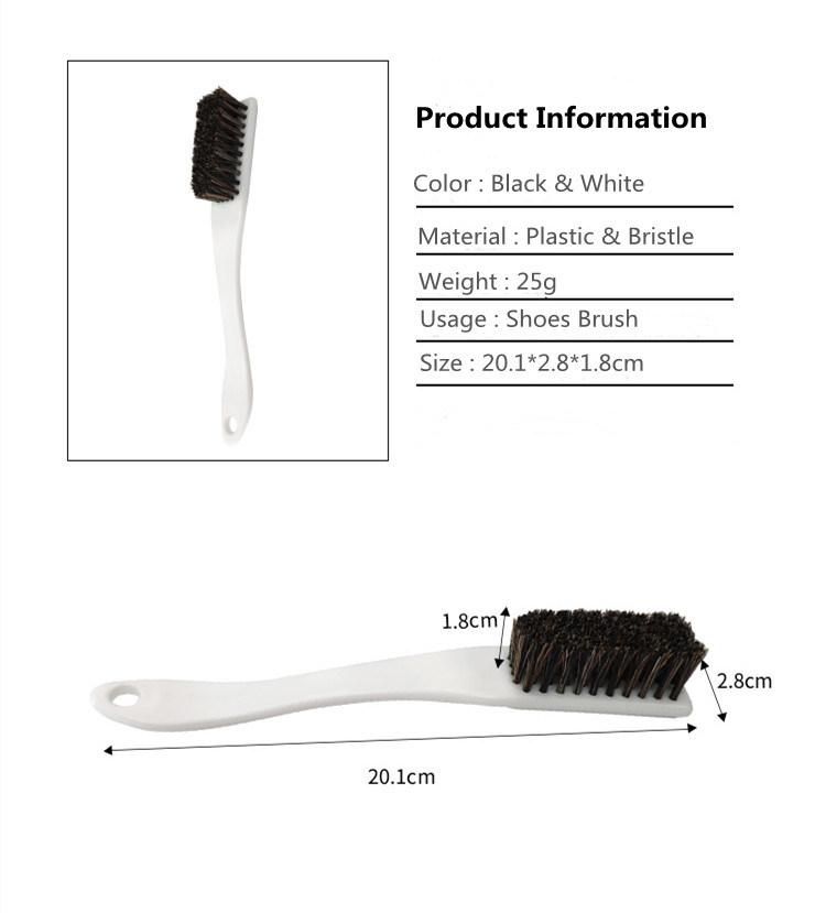 Long Plastic Handle Horsehair Cleaning Smooth Leather Shoes Brush
