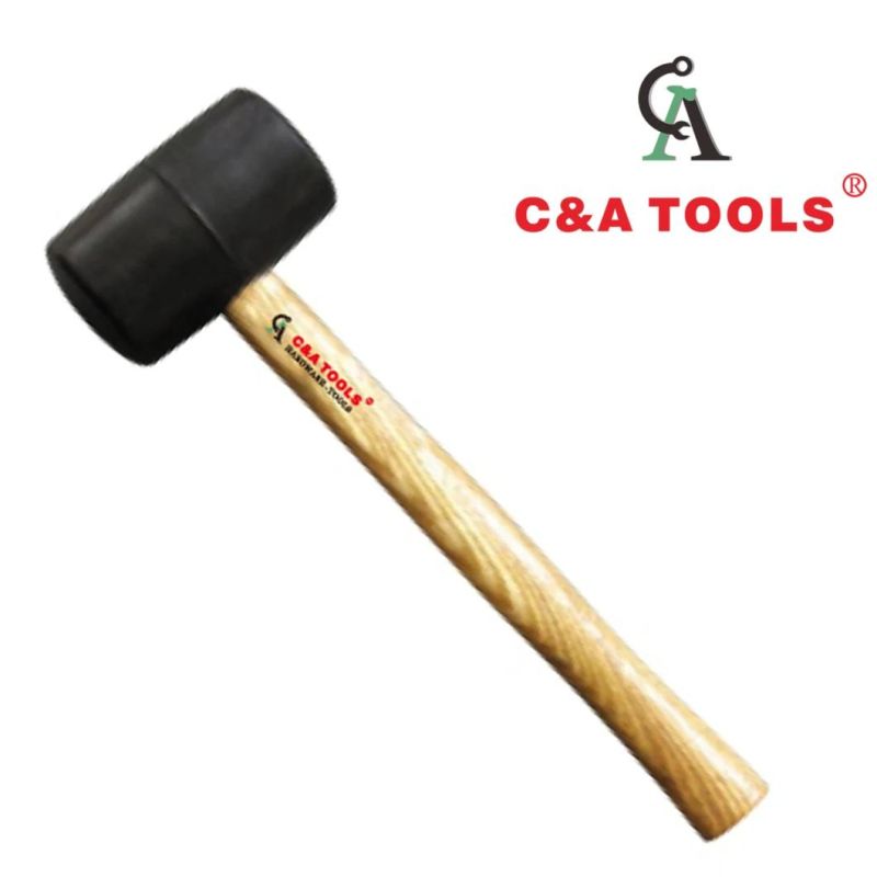 Black Rubber Mallet Hammer with Wooden Handle