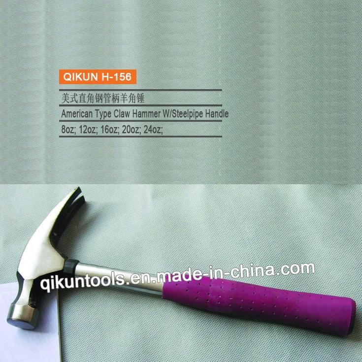 H-147 Construction Hardware Hand Tools American Type Claw Hammer with Green Fiberglass Handle