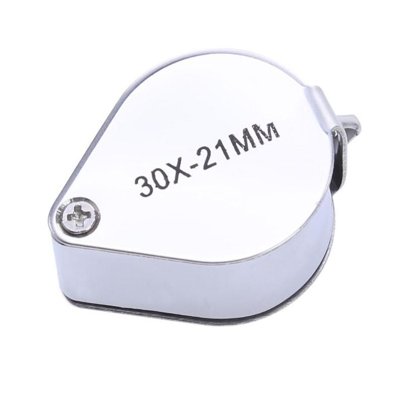 China Best Selling Metal Crafts 30X Pocket Folding Portable Jewelry Magnifier Glass Loupe 30X Magnifying Mirror Wholesale