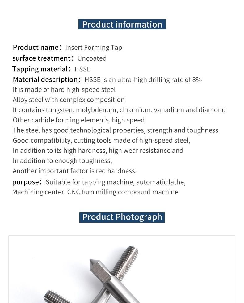 St Unc8-32 Hsse-M42 JIS Insert Forming Taps St Unc Unf 4-40 6-32 8-32 10-32 1/4-20 Machine Thread Screw Tap