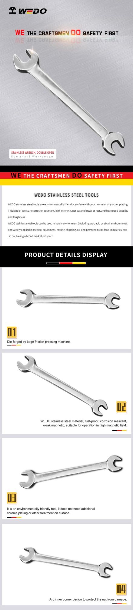 WEDO 304 Stainless Steel Double Open End Wrench